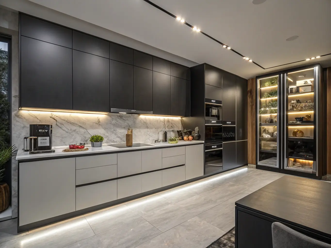 A modern kitchen with newly installed, energy-efficient LED lighting, showcasing the quality of electrical installations.
